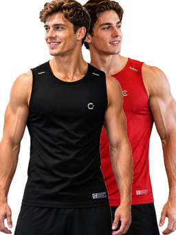 T.T. - Men Dri-Fit Round Neck Gym and Active Wear Tank Top