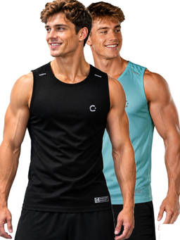 T.T. - Men Dri-Fit Round Neck Gym and Active Wear Tank Top