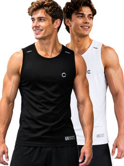 T.T. - Men Dri-Fit Round Neck Gym and Active Wear Tank Top
