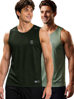 T.T. - Men Dri-Fit Round Neck Gym and Active Wear Tank Top