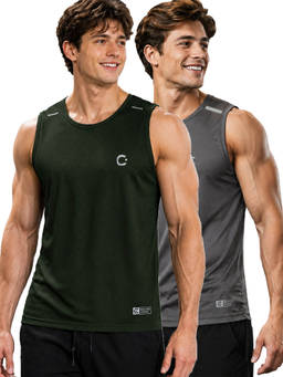 T.T. - Men Dri-Fit Round Neck Gym and Active Wear Tank Top