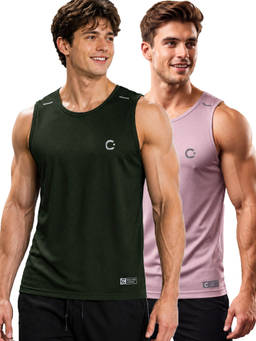 T.T. - Men Dri-Fit Round Neck Gym and Active Wear Tank Top
