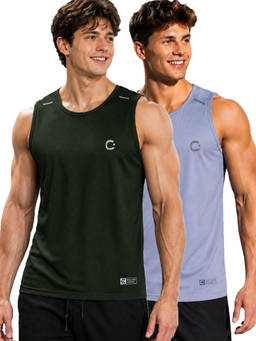 T.T. - Men Dri-Fit Round Neck Gym and Active Wear Tank Top