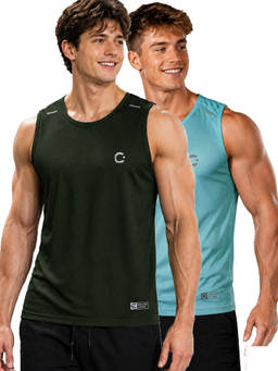 T.T. - Men Dri-Fit Round Neck Gym and Active Wear Tank Top