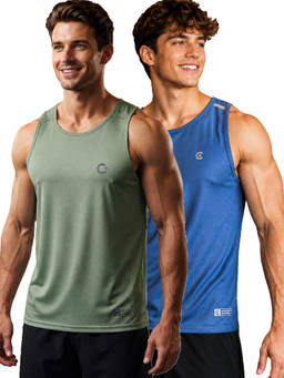 T.T. - Men Dri-Fit Round Neck Gym and Active Wear Tank Top