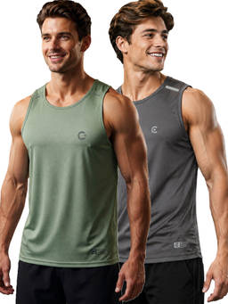 T.T. - Men Dri-Fit Round Neck Gym and Active Wear Tank Top