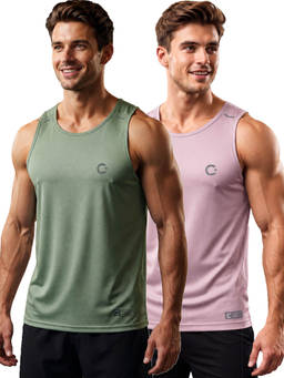 T.T. - Men Dri-Fit Round Neck Gym and Active Wear Tank Top