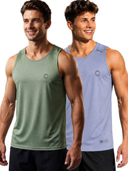 T.T. - Men Dri-Fit Round Neck Gym and Active Wear Tank Top