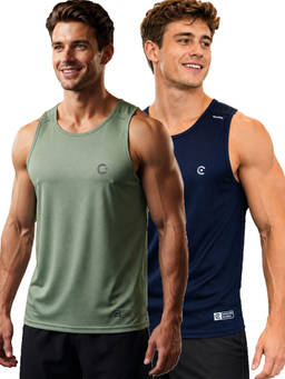 T.T. - Men Dri-Fit Round Neck Gym and Active Wear Tank Top