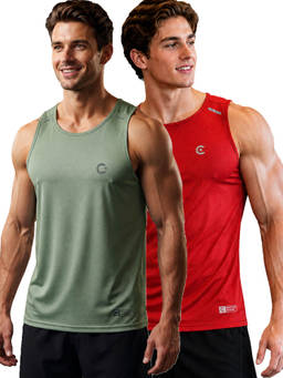 T.T. - Men Dri-Fit Round Neck Gym and Active Wear Tank Top