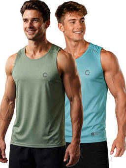 T.T. - Men Dri-Fit Round Neck Gym and Active Wear Tank Top