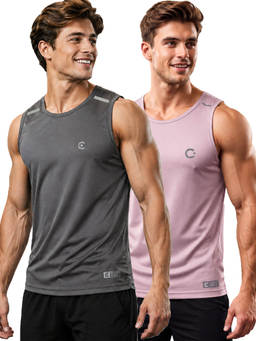 T.T. - Men Dri-Fit Round Neck Gym and Active Wear Tank Top