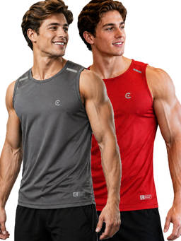 T.T. - Men Dri-Fit Round Neck Gym and Active Wear Tank Top