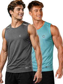 T.T. - Men Dri-Fit Round Neck Gym and Active Wear Tank Top
