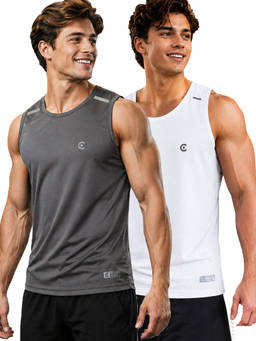 T.T. - Men Dri-Fit Round Neck Gym and Active Wear Tank Top