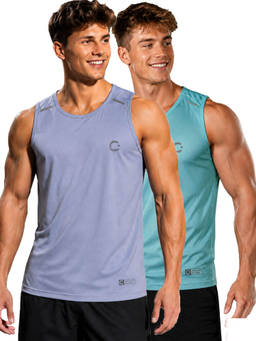 T.T. - Men Dri-Fit Round Neck Gym and Active Wear Tank Top