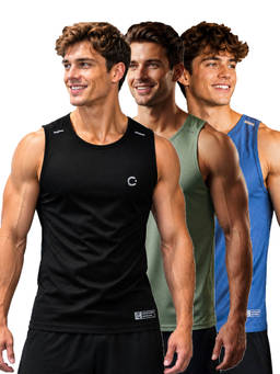 T.T. - Men Dri-Fit Round Neck Gym and Active Wear Tank Top