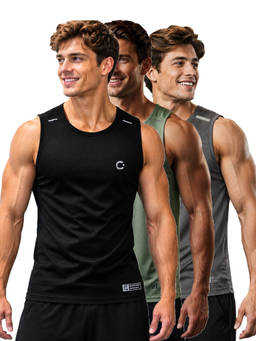 T.T. - Men Dri-Fit Round Neck Gym and Active Wear Tank Top