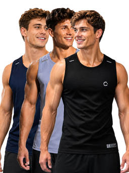 T.T. - Men Dri-Fit Round Neck Gym and Active Wear Tank Top