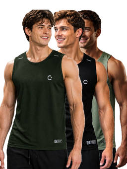 T.T. - Men Dri-Fit Round Neck Gym and Active Wear Tank Top