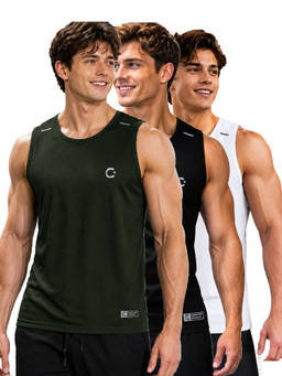 T.T. - Men Dri-Fit Round Neck Gym and Active Wear Tank Top