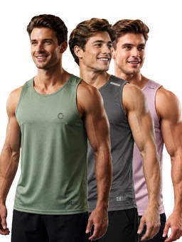 T.T. - Men Dri-Fit Round Neck Gym and Active Wear Tank Top