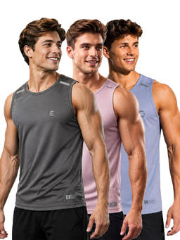 T.T. - Men Dri-Fit Round Neck Gym and Active Wear Tank Top