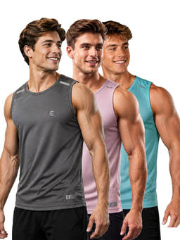 T.T. - Men Dri-Fit Round Neck Gym and Active Wear Tank Top