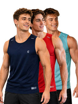 T.T. - Men Dri-Fit Round Neck Gym and Active Wear Tank Top