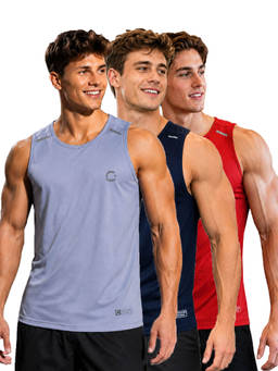 T.T. - Men Dri-Fit Round Neck Gym and Active Wear Tank Top