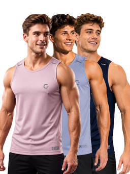 T.T. - Men Dri-Fit Round Neck Gym and Active Wear Tank Top