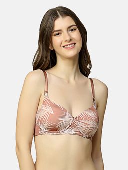 Triumph - Padded Non Wired Tropical Palm Print Everyday T-Shirt Bra - Brown