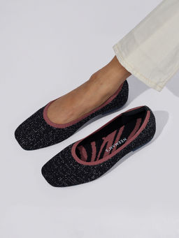 Neeman's - Metallic Square Flat Ballerinas - Black & Pink