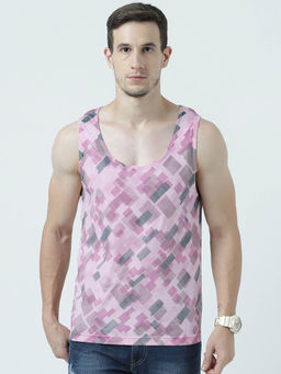 Huetrap - Mens Light Pink Sleeveless Round Neck T-shirt