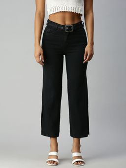 SHOWOFF - Womens Wide Leg Clean Look Grey Jeans