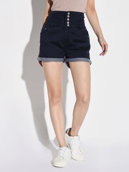 SHOWOFF - Navy Blue Solid Shorts