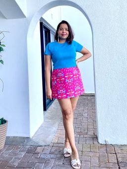 Label Tanvee - Pink Printed Mini Skirt