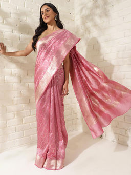 Fabindia - Pink Silk Blend Sari