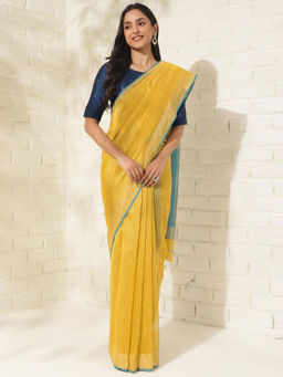 Fabindia - Green Cotton Silk Blend Maheshwari Sari