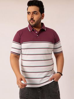 UNSTD - Men Plus Size Multi Color Striped Premium Polo T-Shirt