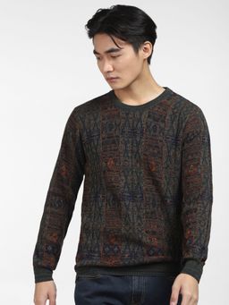 Jack & Jones - Green Printed Knit Crew Neck T-shirt