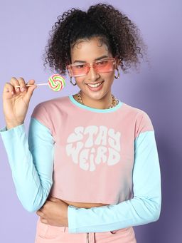 JUNEBERRY - Women Blue Round Neck Full Sleeves Regular Fit T-Shirt