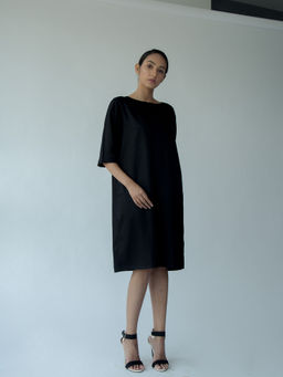 Saltpetre - Women Straight Fit Knee Length Black Sack Dress