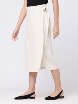 Saltpetre - Women Solid Tencel Cream Wrap Skirt