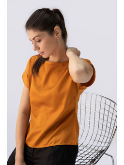 Saltpetre - Women Solid Modal Mustard Boat Neck Top