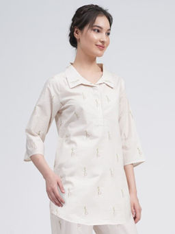 Saltpetre - Women Organic Cotton Block Print Collar Tunic