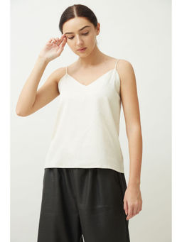 Saltpetre - Women Tencel Solid Off White Slip Top