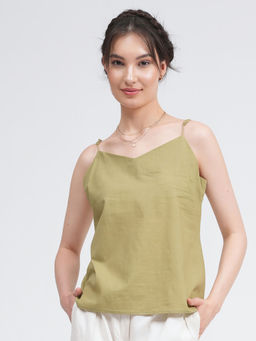 Saltpetre - Women Organic Cotton Solid Sage Green Slip Top