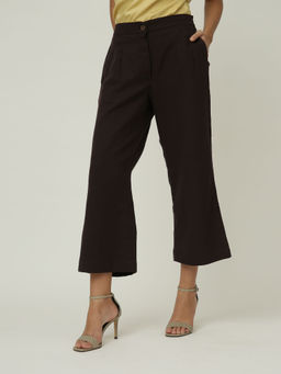 Saltpetre - Women Tencel Solid Coffee Pants