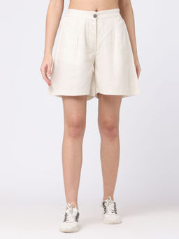 Saltpetre - Women Cotton Cream Shorts